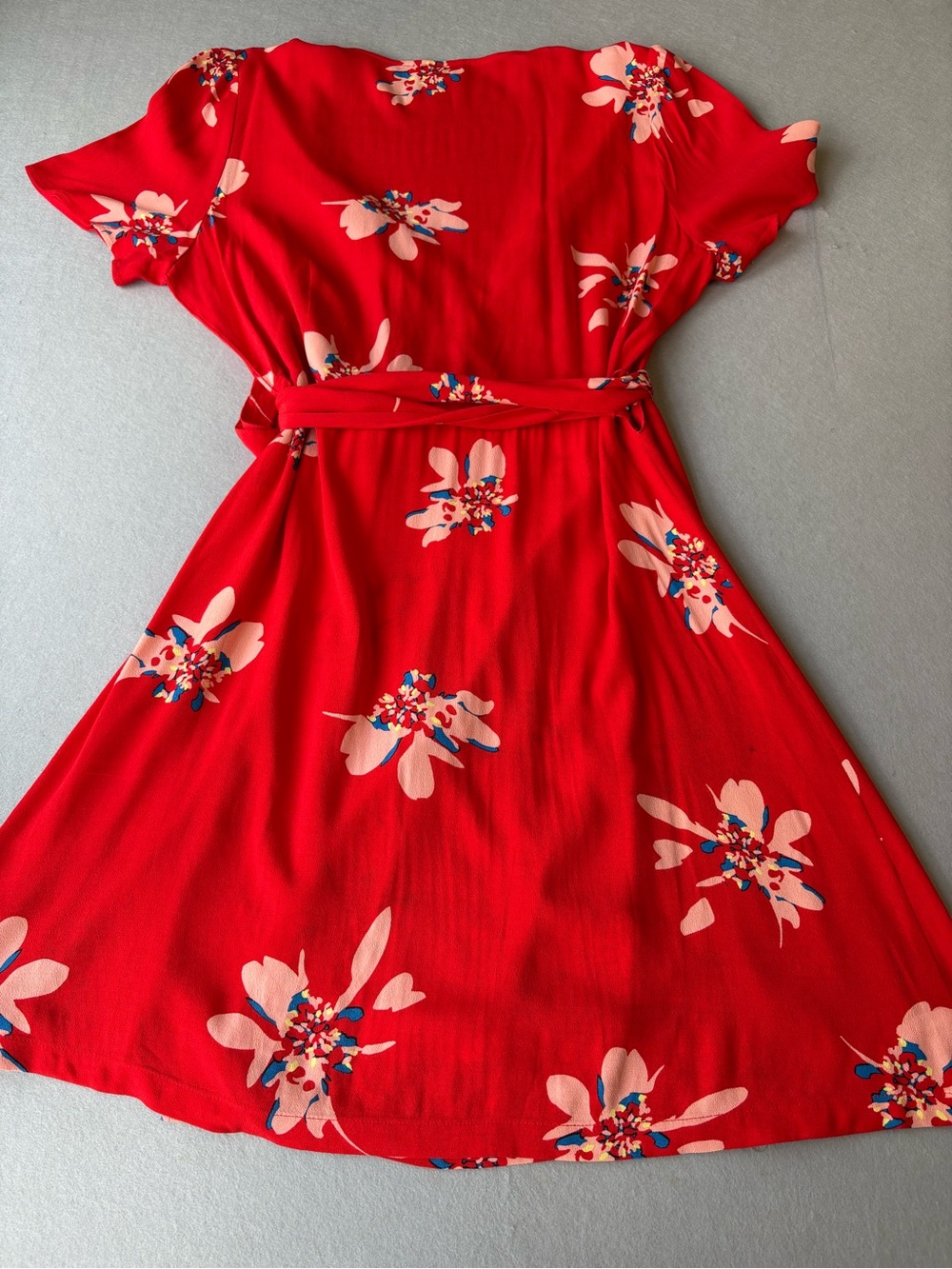 Chelsea28 Tropical Floral Tie-Waist Wrap Dress sz L Fit & Flare Romantic Summer - Picture 10 of 10